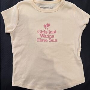 Abercrombie Kids Yellow Tee with Pink Print New without tag